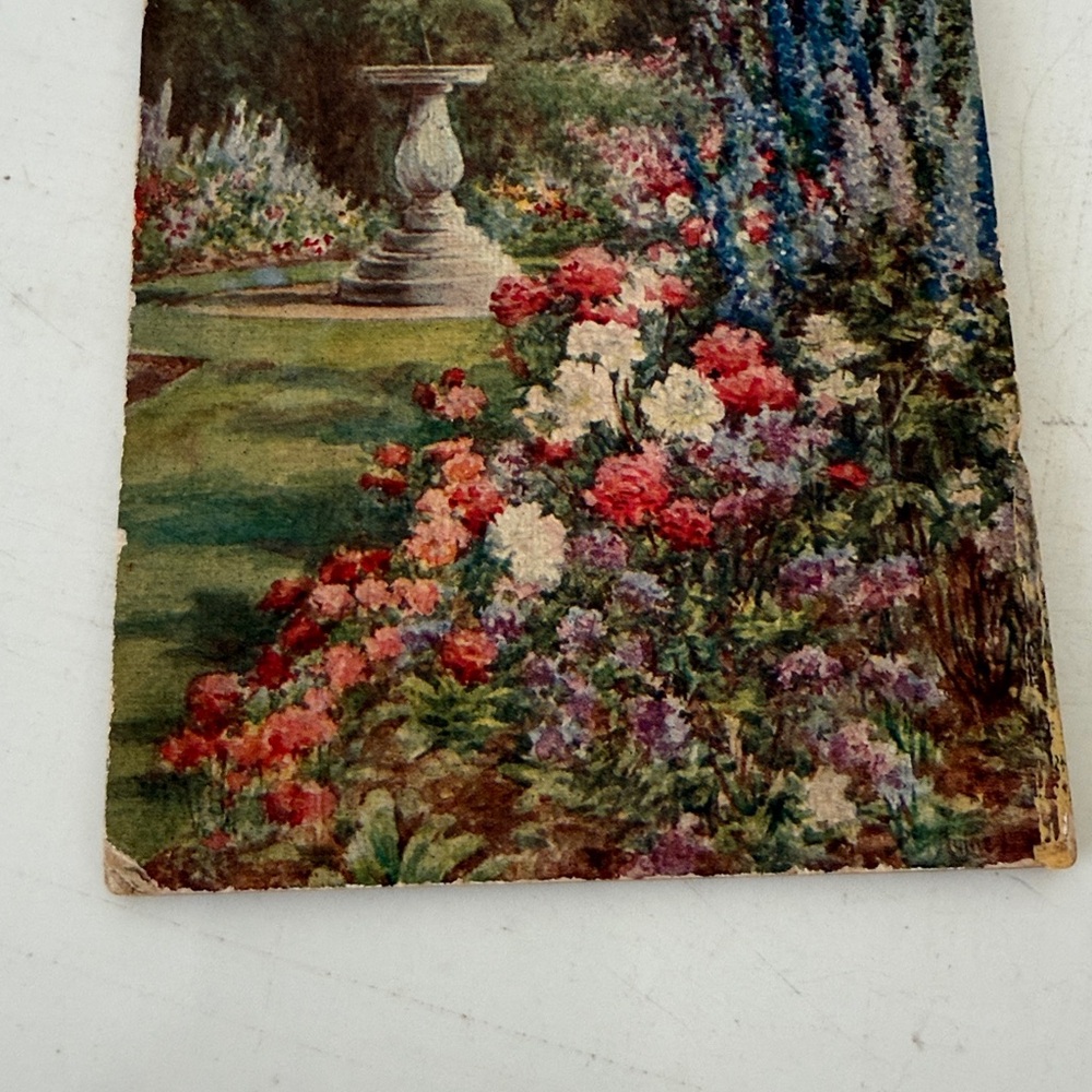 Vintage Garden Fountain Mini Artwork and Mini Easel. Made in England - Picture 5 of 16